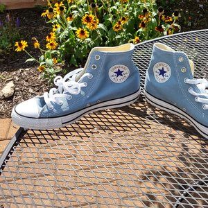 Baby Blue Converse High Top NEW Men Size 9